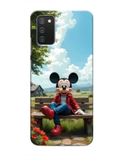 Чехол для Samsung Galaxy A02s с картинкой «Микки на скамейке»
