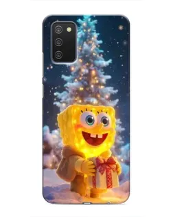 Чехол для Samsung Galaxy A02s с картинкой «Рождественский Спанч Боб»
