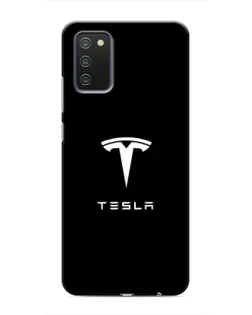 Чехол для Samsung Galaxy A02s с картинкой «Tesla White Logo»