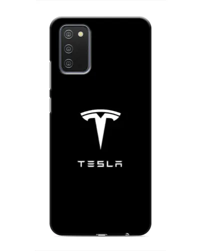 Чехол для Samsung Galaxy A02s с картинкой «Tesla White Logo»
