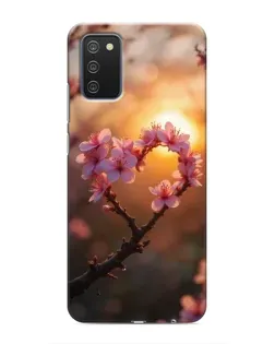 Чехол для Samsung Galaxy A02s с картинкой «Розовый цвет сердце на фоне заката» Чехол для Samsung Galaxy A02s с картинкой «Розовый цвет сердце на фоне заката»
