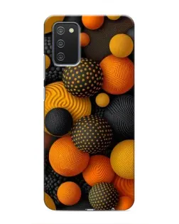 Чехол для Samsung Galaxy A02s с картинкой «Объемные оранжевые сферы»