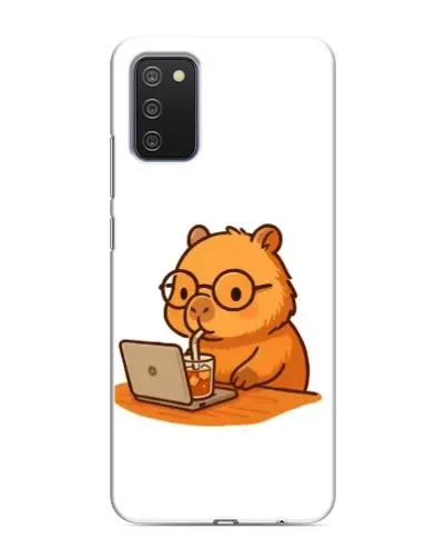 Чохол для Samsung Galaxy A02s з картинкою «Капібара з ноутбуком»
