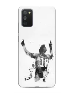 Чохол для Samsung Galaxy A02s з картинкою «Чорно-білий силует Мессі»
