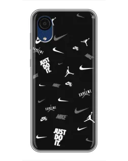 Чехол для Samsung Galaxy A03 Core с картинкой «Nike Black Pattern»