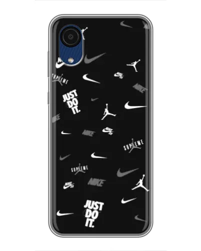 Чехол для Samsung Galaxy A03 Core с картинкой «Nike Black Pattern»