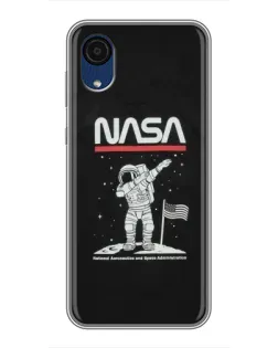 Чехол для Samsung Galaxy A03 Core с картинкой «NASA — шагаем по Луне»