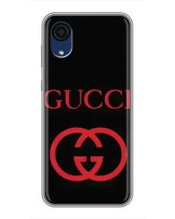 Чехол для Samsung Galaxy A03 Core с картинкой «Gucci — красный логотип»