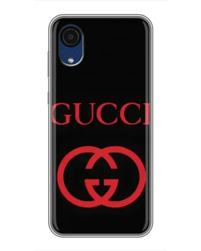 Чехол для Samsung Galaxy A03 Core с картинкой «Gucci — красный логотип»