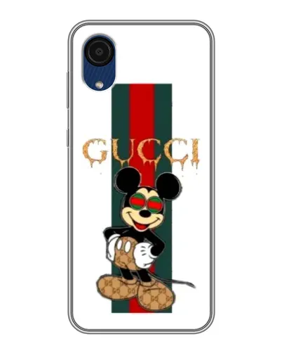 Чехол для Samsung Galaxy A03 Core с картинкой «Микки Маус Gucci — полосы»