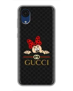 Чехол для Samsung Galaxy A03 Core с картинкой «Минни Маус Gucci — черный»