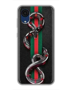 Чехол для Samsung Galaxy A03 Core с картинкой «Gucci — змея на полосе»