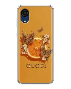 Чехол для Samsung Galaxy A03 Core с картинкой «Gucci — золотые бабочки»