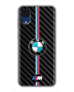 Чехол для Samsung Galaxy A03 Core с картинкой «Эмблема BMW и карбон»