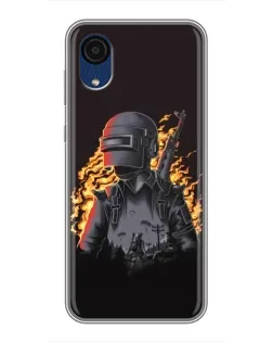 Чехол для Samsung Galaxy A03 Core с картинкой «PUBG — огненный силуэт»