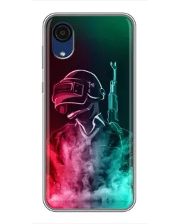 Чехол для Samsung Galaxy A03 Core с картинкой «PUBG — огненный воин»