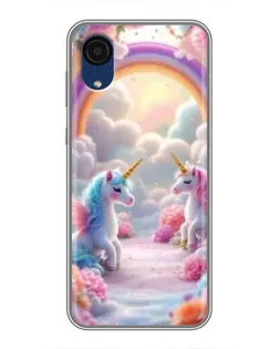 Чехол для Samsung Galaxy A03 Core с картинкой «Радуга и единороги»