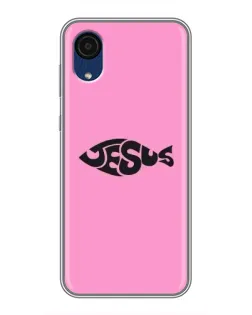 Чехол для Samsung Galaxy A03 Core с картинкой «Розовый символ  Jesus»