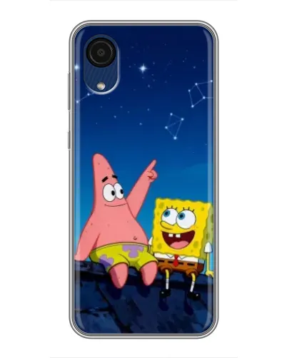 Чехол для Samsung Galaxy A03 Core с картинкой «Губка Боб и Патрик ночью»