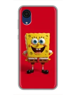 Чехол для Samsung Galaxy A03 Core с картинкой «Спанч Боб на красном»