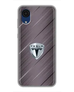 Чехол для Samsung Galaxy A03 Core с картинкой «Металлическая текстура Tesla»