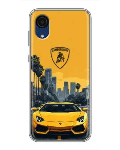 Чехол для Samsung Galaxy A03 Core с картинкой «Желтый Lamborghini город»