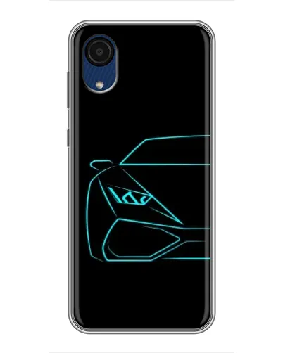 Чехол для Samsung Galaxy A03 Core с картинкой «Голубой силуэт Lamborghini»