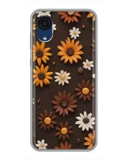 Чехол для Samsung Galaxy A03 Core с картинкой «Узор из маленьких подсолнухов»