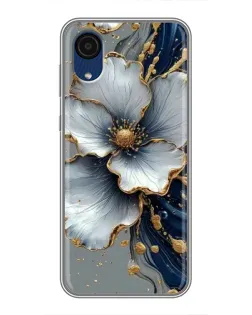 Чехол для Samsung Galaxy A03 Core с картинкой «Белый цветок и золотой флюид»