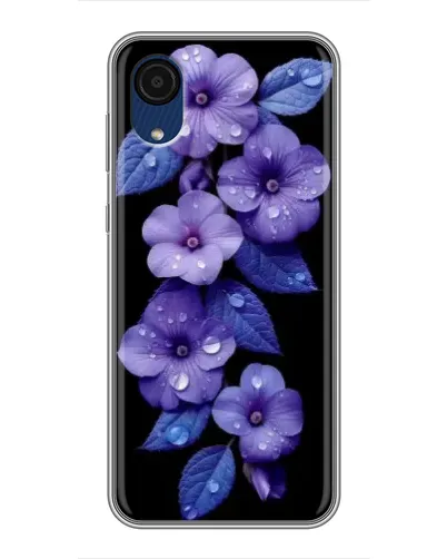 Чехол для Samsung Galaxy A03 Core с картинкой «Фиолетовые цветы с росою»