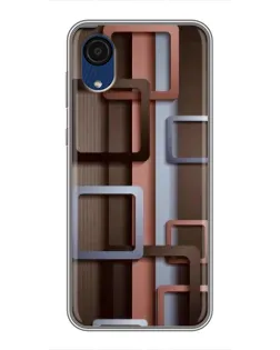 Чехол для Samsung Galaxy A03 Core с картинкой «Коричневые объемные квадраты»