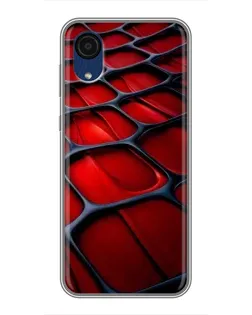 Чехол для Samsung Galaxy A03 Core с картинкой «Красная глянцевая сетка»
