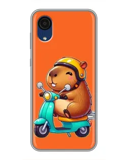 Чехол для Samsung Galaxy A03 Core с картинкой «Капибара на скутере»