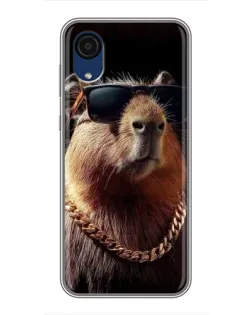 Чехол для Samsung Galaxy A03 Core с картинкой «Капибара золотая цепь»