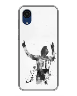 Чехол для Samsung Galaxy A03 Core с картинкой «Черно-белый силуэт Месси»