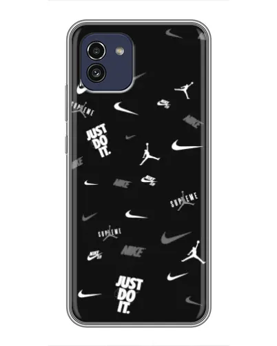 Чохол для Samsung Galaxy A03 (A035) з картинкою «Nike Black Pattern» Чохол для Samsung Galaxy A03 (A035) з картинкою «Nike Black Pattern»