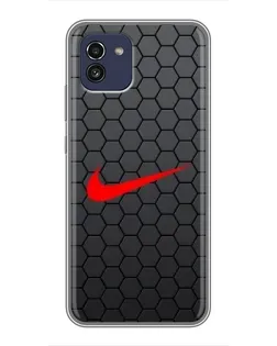 Чехол для Samsung Galaxy A03 (A035) с картинкой «Nike — карбоновая сетка» Чехол для Samsung Galaxy A03 (A035) с картинкой «Nike — карбоновая сетка»