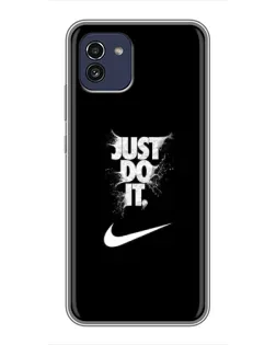 Чехол для Samsung Galaxy A03 (A035) с картинкой «Текстовый принт Nike»