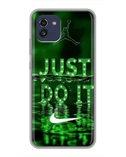 Чехол для Samsung Galaxy A03 (A035) с картинкой «Зеленый неоновый Nike»