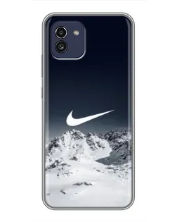 Чехол для Samsung Galaxy A03 (A035) с картинкой «Nike — зимние горы»