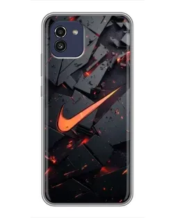 Чехол для Samsung Galaxy A03 (A035) с картинкой «Nike — эффект разломов»
