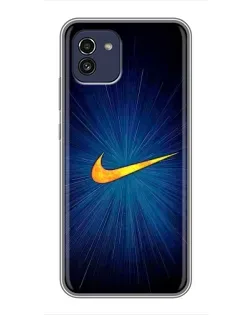 Чехол для Samsung Galaxy A03 (A035) с картинкой «Синий пульс Nike»