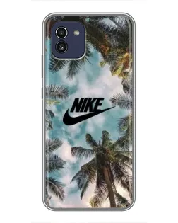 Чехол для Samsung Galaxy A03 (A035) с картинкой «Тропический принт Nike»