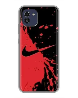 Чехол для Samsung Galaxy A03 (A035) с картинкой «Красные брызги Nike»