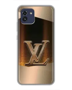 Чехол для Samsung Galaxy A03 (A035) с картинкой «LV — золотое сияние»