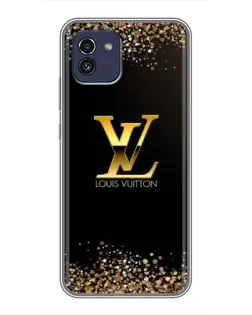 Чехол для Samsung Galaxy A03 (A035) с картинкой «LV — золотые искры»