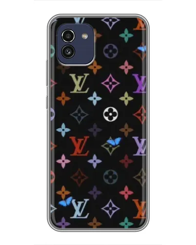 Чехол для Samsung Galaxy A03 (A035) с картинкой «Цветная монограмма LV»