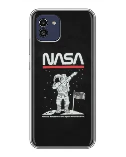Чохол для Samsung Galaxy A03 (A035) з картинкою «NASA — крокуємо по Місяцю»