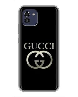 Чехол для Samsung Galaxy A03 (A035) с картинкой «Gucci — золото на черном»