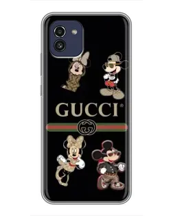 Чехол для Samsung Galaxy A03 (A035) с картинкой «Gucci — герои Disney и монограмма»